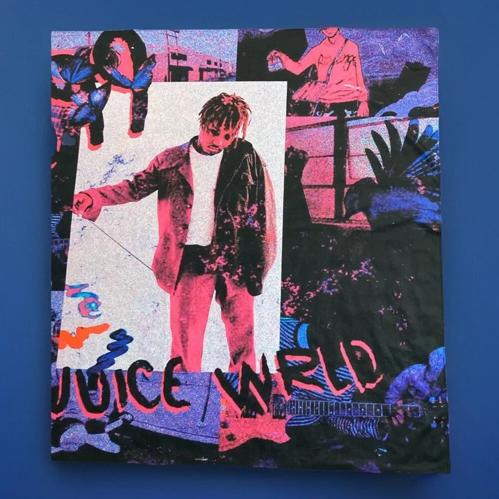 Juice Wrld Pink Purple Music Rap Grunge Cloth Large Tapestry Wall Decor 5 x 4